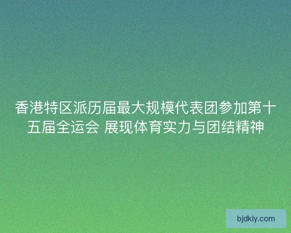 香港特区派历届最大规模代表团参加第十五届全运会 展现体育实力与团结精神